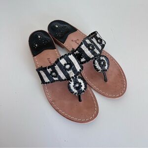 Jack Rogers Women's Black and White Striped Sandals